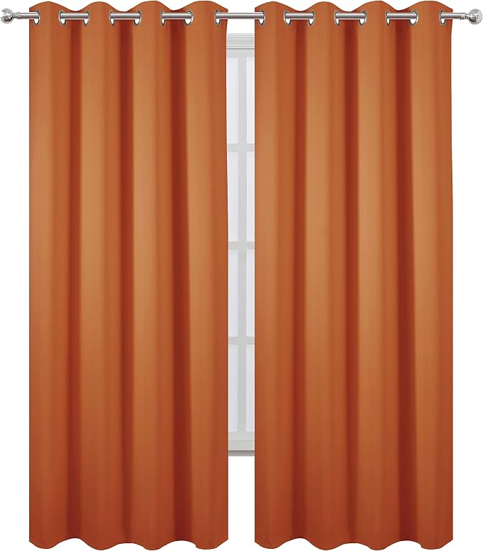Blackout Curtains 66 x 84 inch/Orange Curtains Set of 2 Panels/Thermal - Image 2