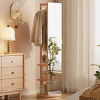 WoodsWhisper Full Length Mirror Coat Rack Solid Wood Floor Mirror 66"x12" Full by Unknown