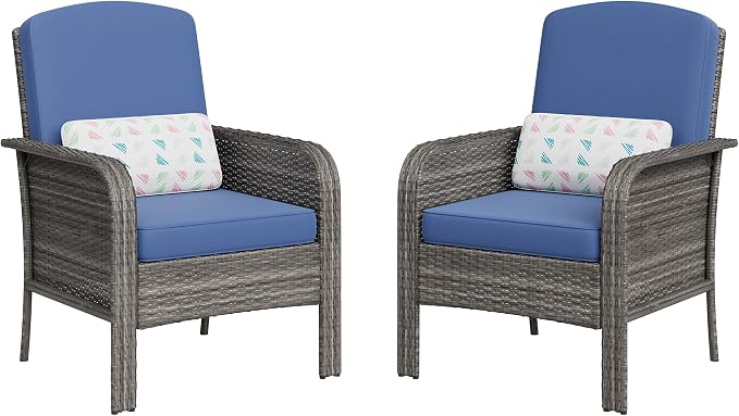 GarveeLife Set of 2 Wicker Patio Chairs, Heavy Duty, - Image 7