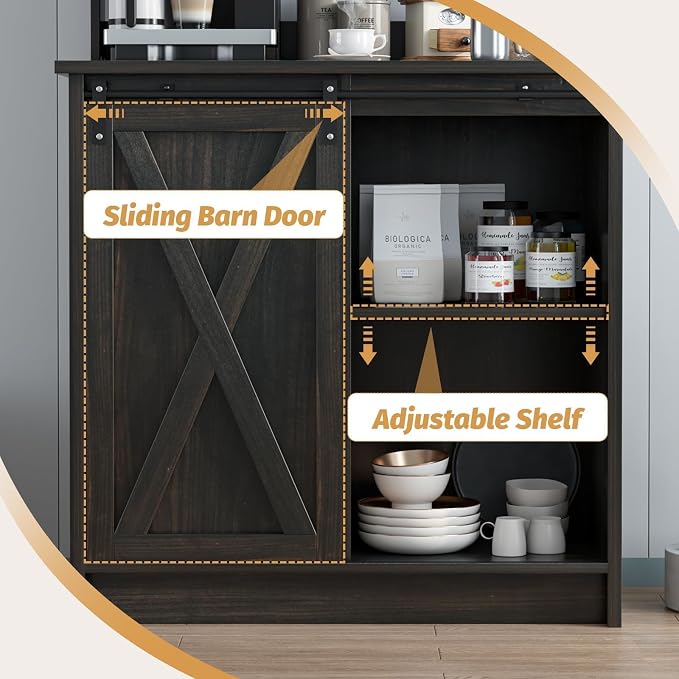 4ever2buy Farmhouse Coffee Bar Cabinet - Image 4