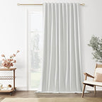White 100% Blackout Linen Curtains 70 Inch Wide by 108 Inch by Guken