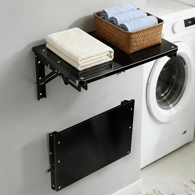 Folding Shelf Wall Mounted for Small Space, Home Office Floating Fold Down Desk - Image 2