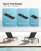Ciokea Foldable Outdoor Lounge Chair, No Assembly Patio Chaise Lounge Outdoor - Image 3