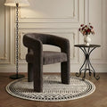 Modern Chenille Barrel Dining Chair Upholstered Fabric Dining Room Chair by QUINJAY