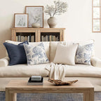 Set of 2 Decorative Floral Pillow Covers 20x20 Inch Light Blue | Neutral - Image 4