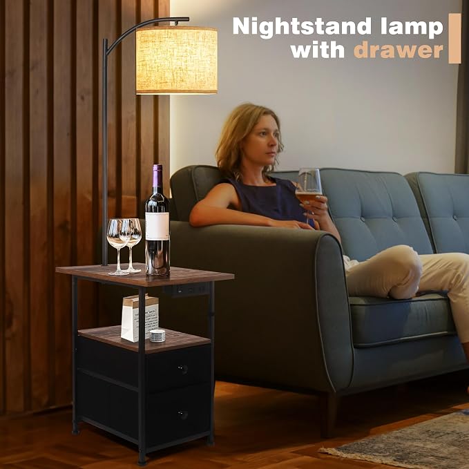 PESRAE Floor Lamp with Table & 2 Drawers, End Table with 3 Color Temperature - Image 6