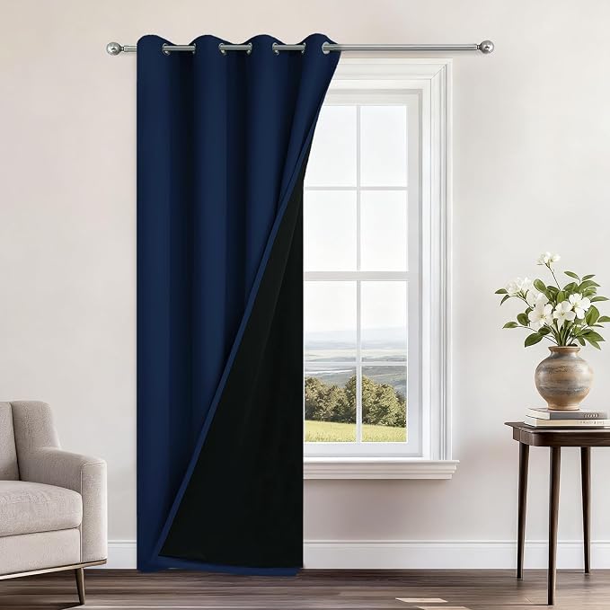 Yakamok Navy Blue Blackout Curtains 84" Long by Yakamok