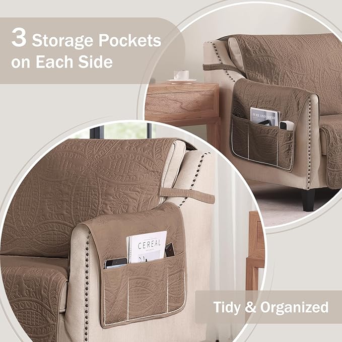 Soft Quilted Couch Cover with Pockets - Image 5