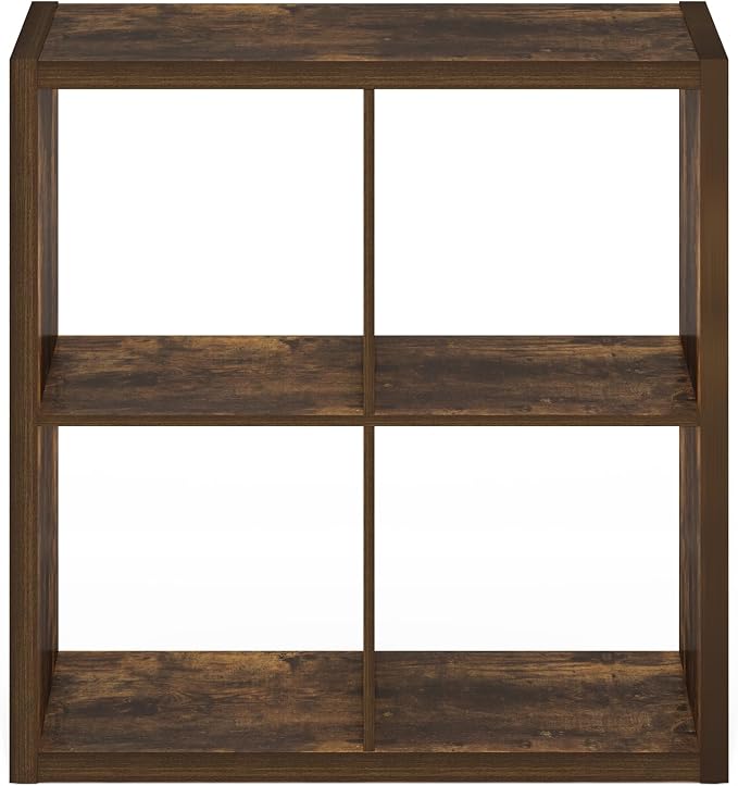 Furinno Cubicle Book Shelf, 4-Cube Bookshelf, Extra Thick Frame Reversible - Image 9