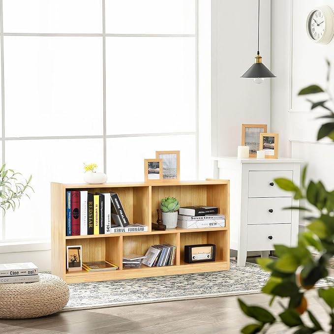Tangkula 5 Cube Bookcase, 2 Tier Wooden Storage Open Bookshelf, Kid's Playroom - Image 5