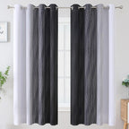 Black and Greyish White Ombre Blackout Curtains - Image 2