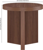 Henn&Hart 22'' Fluted Scandinavian Round End Table Ribbed Side Table, Nightstand - Image 3