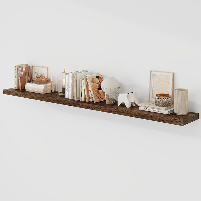 Acovy 72 Inch Floating Shelves, 9.3" Deep Floating Shelf Wall Mounted, Rustic by Acovy
