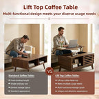 Lift Top Coffee Table with Storage 35 in, Mid Century Modern Living Room Table - Image 7