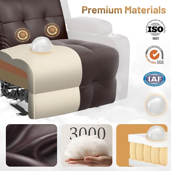 Home Theater Seating Power Recliner Chair, Massage Reclining Sofa - Image 8