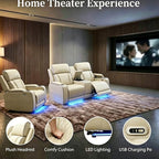 Power Recliner Sofa Set with LED Lights, Includes a Manual Recliner 1 Seat and - Image 4