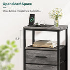 Huuger Nightstand with Charging Station, 27.6 Inch End Table Bedside Table with - Image 7