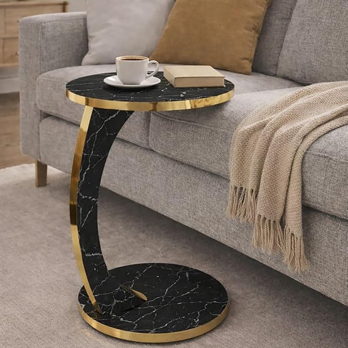 Luxury C Shaped Golden Effect Side Table - Image 8