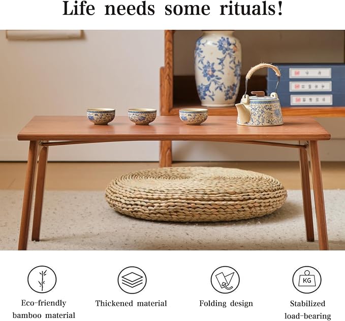 JIKUGO Bamboo Folding Coffee Table, No Assembly Required, Japanese Floor Table - Image 8