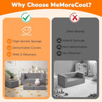 MeMoreCool Modular Kids Couch – Light Grey Foam Play Sofa Bed Convertible - Image 7