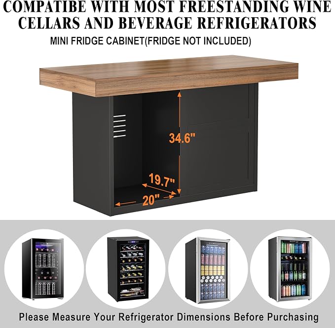 GDLF Bar Height Table with Fridge Space, 41.1" H Counter Height Pub Tall Dining - Image 5