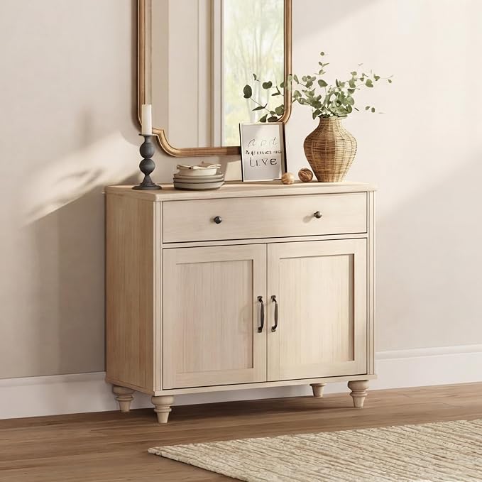 WAMPAT Buffet Cabinet with Doors & Drawer, Large Coffee Bar Table Wood Kitchen - Image 5