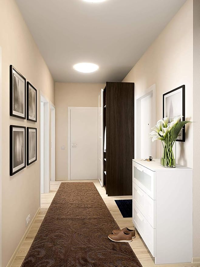 Custom Length Hallway Runner Rug, Slip Resistant, Floral Brown, 26 Inch X 34 - Image 3