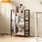 Homeiju Bookshelf, 3 Tier Industrial Bookcase, Metal Small Bookcase, Rustic - Image 4