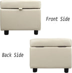 H&B Luxuries Tufted Leather Square Flip Top Storage Ottoman Cube Foot Rest - Image 9