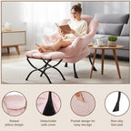 Welnow Lazy Chair with Ottoman, Modern Accent Chair with Armrests and a Side - Image 4