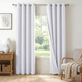 100% Blackout Linen Textured Curtains 108 Inch Long, Bright White | 100% by 100BlackoutShield