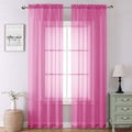 Hot Pink Sheer Curtains 90 Inches Long 2 Panels, Solid Voile Privacy Window by Lecloud