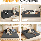 Erament 3 Seater Boneless Couch Sofa Bed, Compression Convertible Futon Floor - Image 6