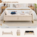 66" Storage Bench for Bedroom End of Bed, King Size Bed Bench - Image 6