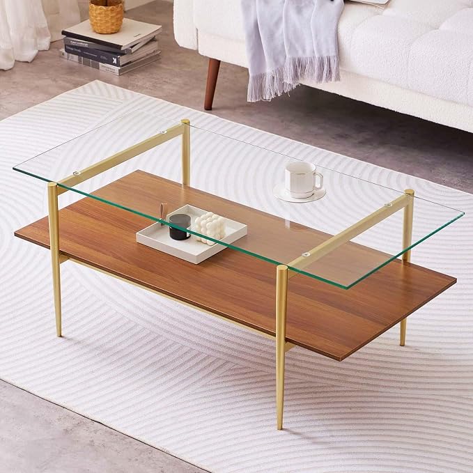 LumFurn Rectangle Coffee Table, Mid-Century Modern Design, L41 W21 x H17 by LumFurn