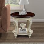 Round End Table for Living Room, Solid Wood Sofa Side Table - Image 2