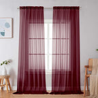 Simplebrand Burgundy Red Sheer Curtains 96 Inches Long, Light Filtering Rod by Simplebrand
