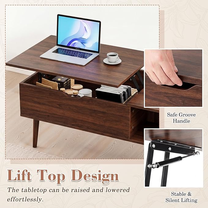 OLIXIS Wood Lift Top Coffee Table - Image 4