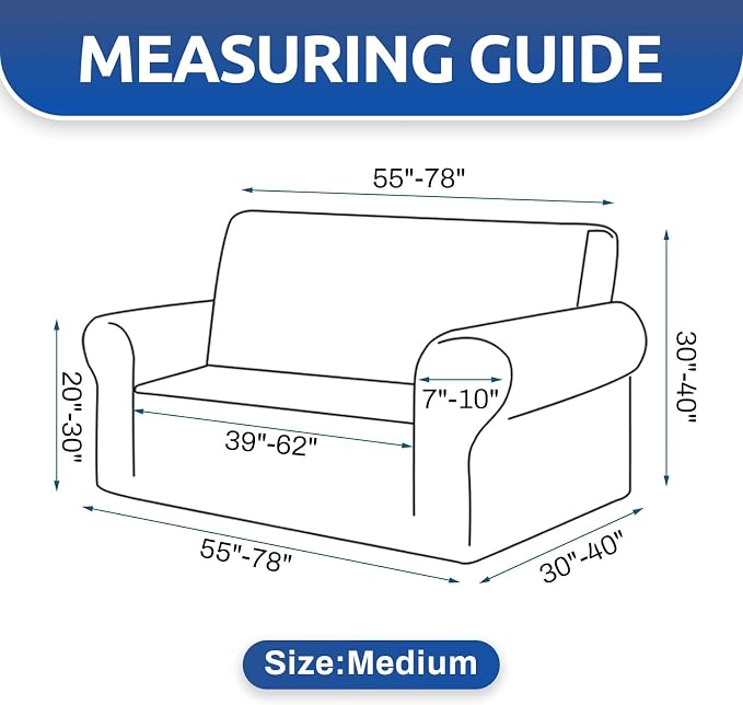 Stretch Loveseat Couch Cover, 2 Cushion Couch Slipcover, Elastic Bottom - Image 5