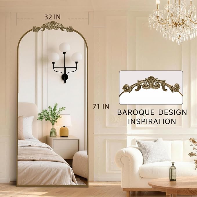 MISSDAY Vintage Baroque Full Length Mirror, Full Metal Frame Stand Up Retro - Image 5