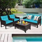 Tangkula 4 Piece Patio Furniture Set, Outdoor Wicker Conversation Set - Image 4