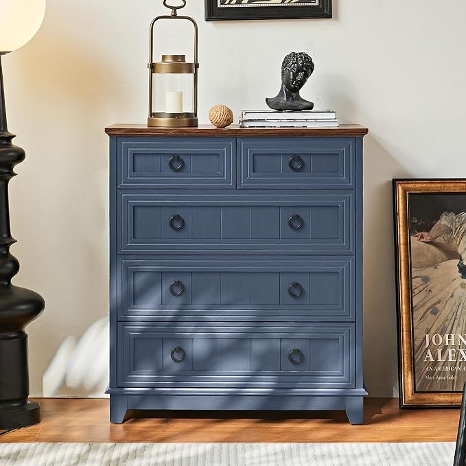 Joaxswe Farmhouse 5 Drawer Dresser - Image 3