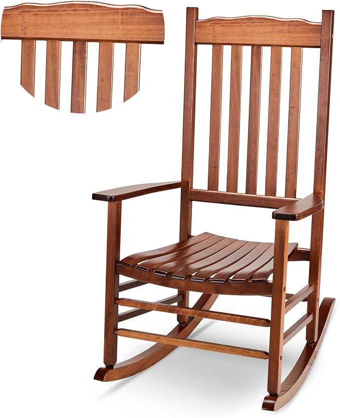 Outvita Outdoor Rocking Chair, Solid Wood High Back Rocker, All Weather Lounge by Outvita