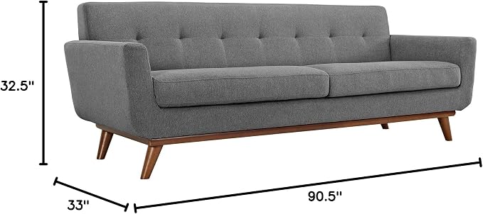 Modway Engage Mid-Century Modern Upholstered Fabric Sofa in Expectation Gray - Image 3