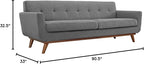 Modway Engage Mid-Century Modern Upholstered Fabric Sofa in Expectation Gray - Image 3