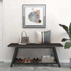 Oastreeful Industrial Entryway Bench Rustic Wood and Metal Storage Bench - Image 6