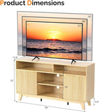 VINGLI Boho Fluted TV Stand for 70 Inch TV, Tall Wooden TV Console - Image 6