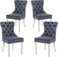 KCC Velvet Dining Chairs Set of 4, Upholstered High-end Tufted Dining Room Chair by KCC