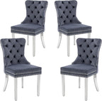 KCC Velvet Dining Chairs Set of 4, Upholstered High-end Tufted Dining Room Chair by KCC