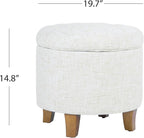 Homepop Home Decor | Upholstered Round Tufted Foot Rest Ottoman | Ottoman - Image 3